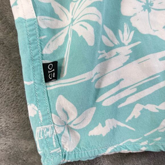 O1C Short Sleeve Hawaiian Button Down Shirt Mens Size XL Teal + White - Picture 4 of 11